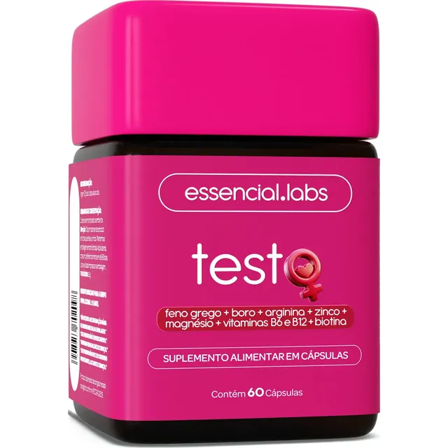 TESTO ESSENCIAL para MULHERES - Fórmula Exclusiva com Feno Grego + Boro + Arginina + ZMA + Biotina + Vitaminas B6 e B12 - 60 Cápsulas