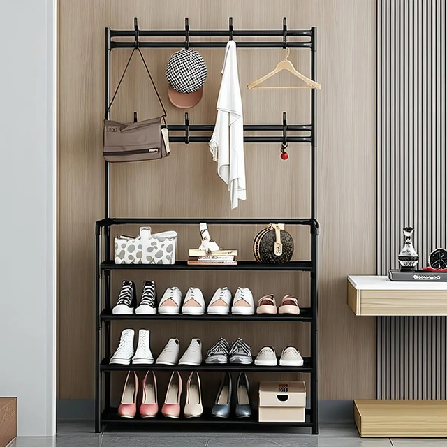 Sapateira Organizador Porta Sapatos 12 Pares Hw Com 8 Ganchos Cor Preto Sapateira Organizador Porta Sapatos 12 Pares Hw Com 8 Ganchos Cor Preto