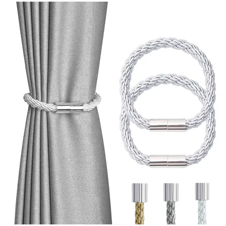 Kit 2 Prendedor De Cortina Argola Magnético Amarrador Lumai Branco