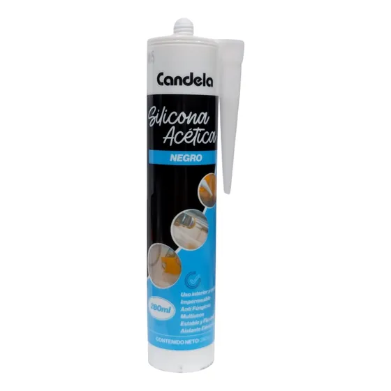 Sellador De Silicona Acética 280grs Negro Candela 7573