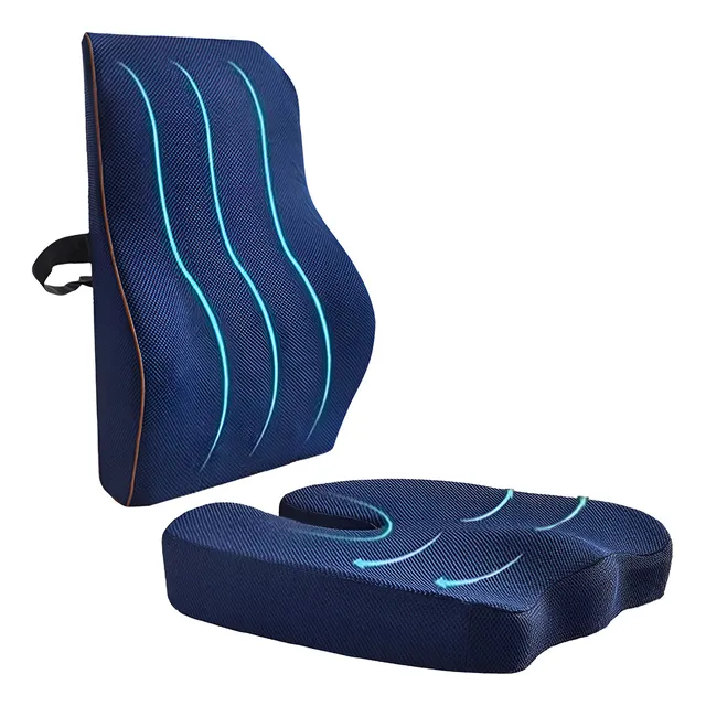 Cojínes Asiento Y Almohada Ortopédica MXLOTLA 2025-MLM Cervical De Soporte Lumbar Kit Color Azul