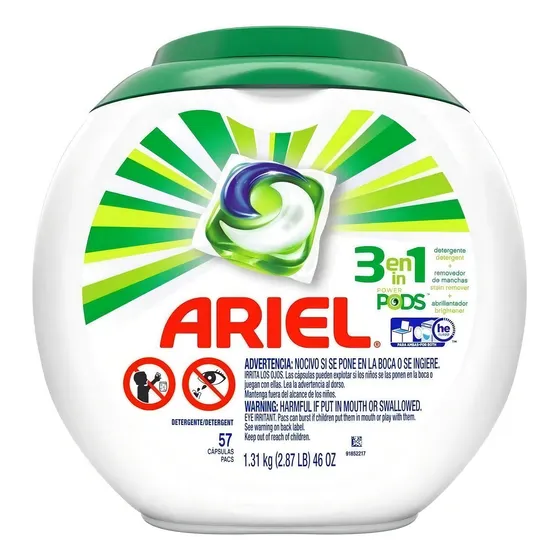 Detergente en Cápsulas Ariel Power Pods 3 en 1 con 57 Cápsulas