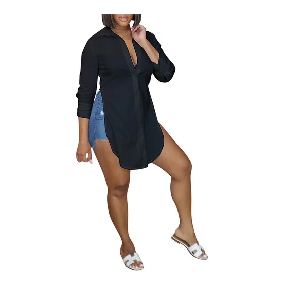 Blusa Manga Larga Cuello 5 Estampado Floral Dobladillo