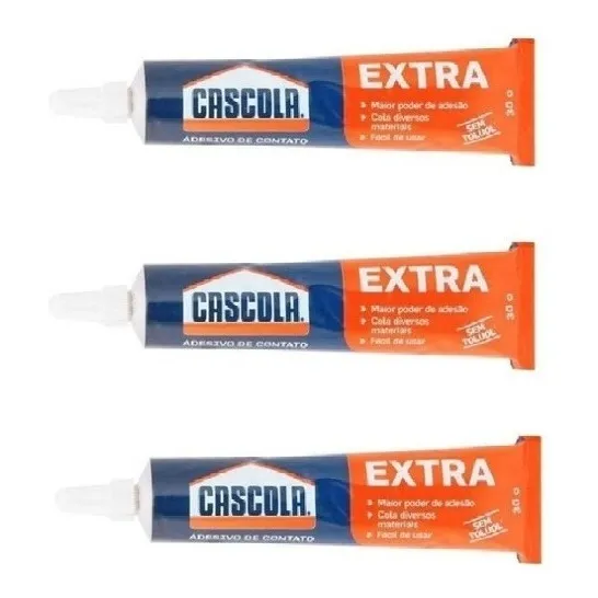 Cola De Contato Sapateiro Colar Sapato Tênis Cascola 30g 3un