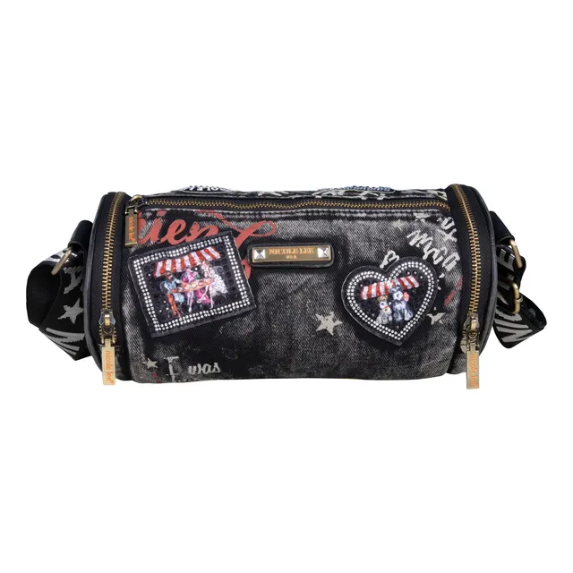 Bolsa Tipo Barril Nicole Lee De Mezclilla Tipo Graffiti Ss24