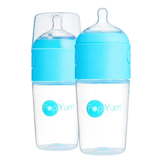 Popyum Biberón Anticólico Para Mezclar Fórmula 9oz/260ml 2pz Color Azul Marino Transparente