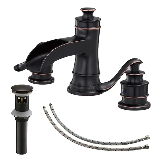 Bathlavish Grifo Baño 3 Agujero Bronce Aceitado Para Cascada