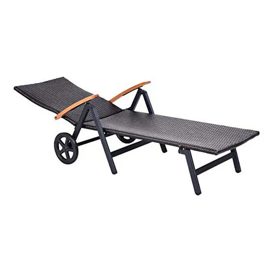Silla Reclinable Plegable De Aluminio Y Ratan Con Ruedas