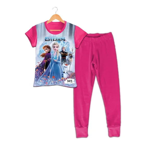 Pijama Niña Manga Corta Frozen Elsa Y Anna 