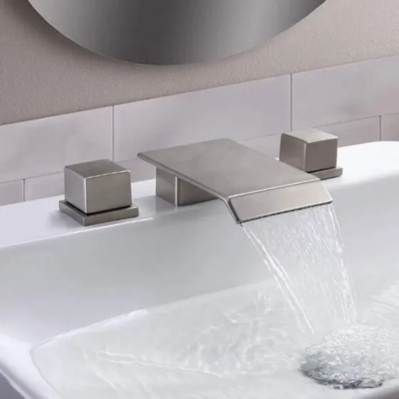 Grifo Mezclador Lavabo 3 Orificio Baño Laton Agua Fria
