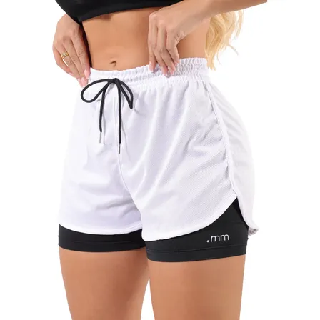 Short Fitnes Duplo 2 1 Bermuda Compressão Academia Feminino