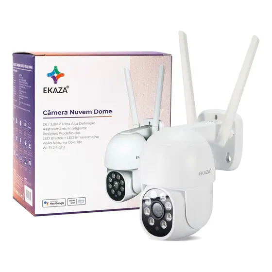 Ekaza Câmera De Segurança Nuvem Dome Wi-fi Uhd 2k E Ip65 Cor Branco