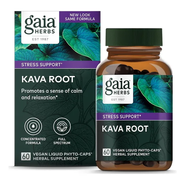 Raíz De Kava Kava Gaia Herbs 60 Cápsulas Sabor Sin Sabor