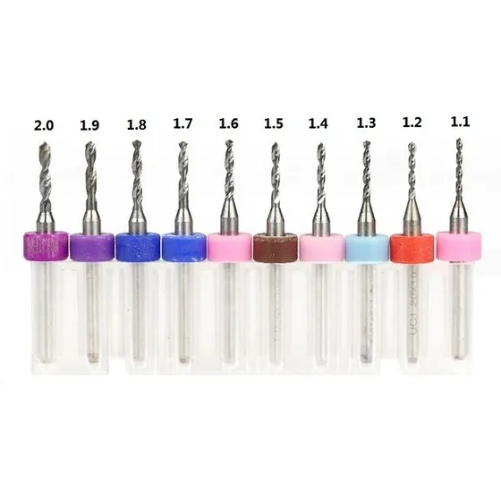 Juego 10 Mechas Brocas Carburo Tungsteno Pcb Cnc Smt 1.1-2mm