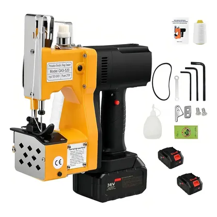 Máquina Coser Costales Sacos Inalámbrica Con 2 Baterías Amarillo