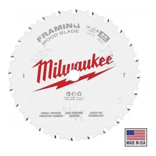 Disco Sierra Circular Milwaukee 7.1/4 24 Dientes Estructura