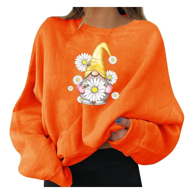 Sudadera Para Dama Estampado Grafico Larga Casual Cuello
