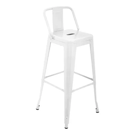 Banco Alto Kingshouse Tolix Blanco Acero Galvanizado Respaldo Apilable