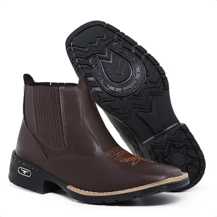 Bota Texana Masculina Elástica Confortável Elegante Rodeio