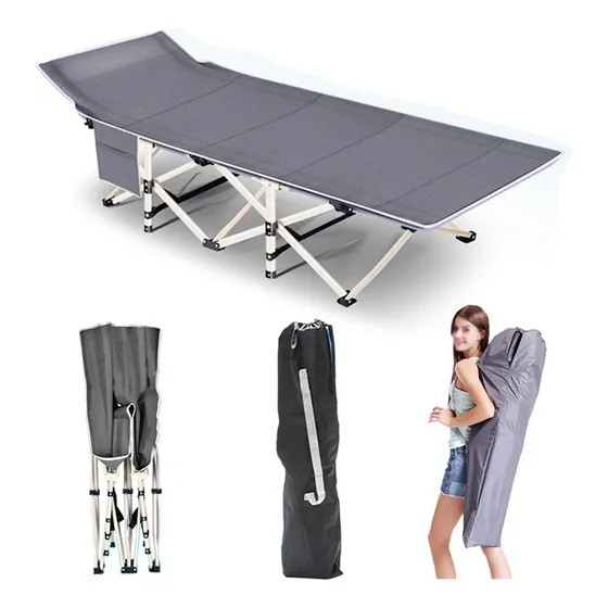 Portátil Catre Cama Campaña Camping Plegable + Bolsa Color Gris