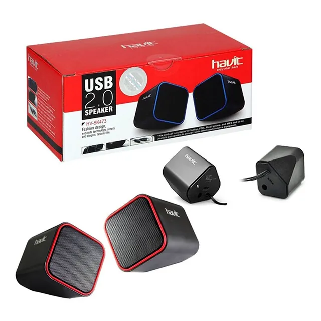 Parlante Con Cable Multimedia Havit Hv-sk473 Negro/rojo