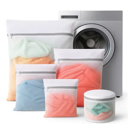 Kit 5 Sacos Para Máquina Lavagem De Roupas Delicadas Íntimas Branco