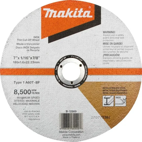 Disco Corte Metal Makita Ultra Fino 7  X 1/16 En Pack 3 Pzas