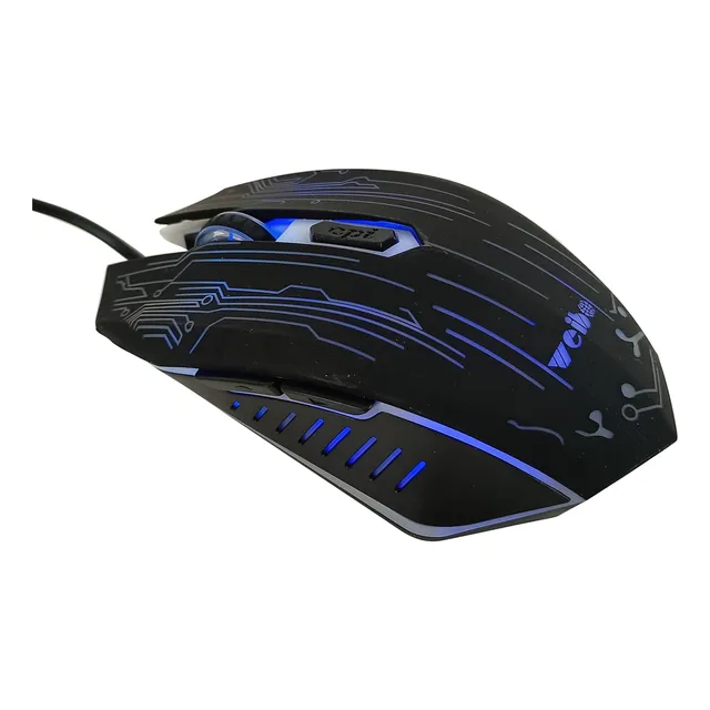 Mouse Gamer Rgb Óptico Regulador Dpi Weibo Negro