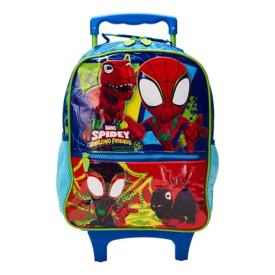 Mochila De Rodinhas Escolar 14 Infantil Marvel Spidey e Seus Amigos Incríveis Dino Webs Xeryus