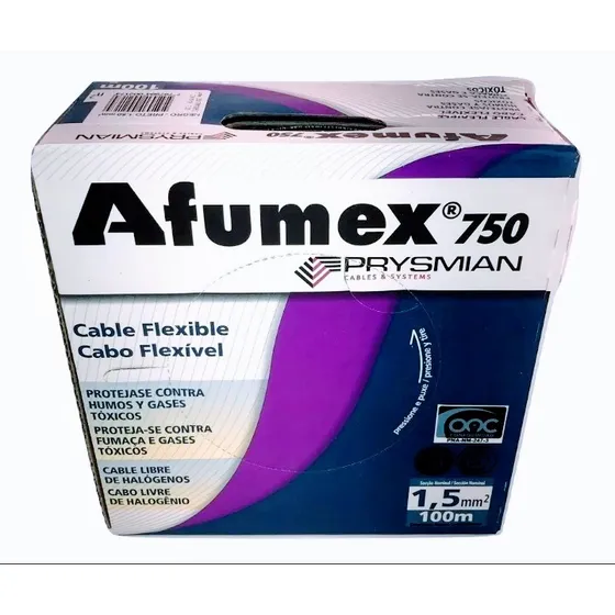 Cable Unipolar 1,5mm Afumex 750 Prysmian 100mtsmarrón Oscuro Color de la cubierta Marrón oscuro