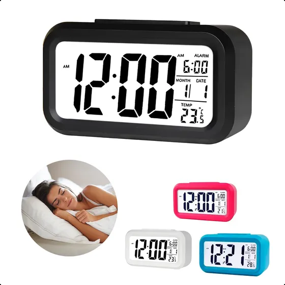 Relógio Despertador Digital Alto De Mesa Calendário Chronos