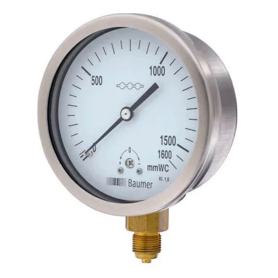 Manómetro Acero Inoxidable Ax Mbar & Pulgadas De Agua  H2o 