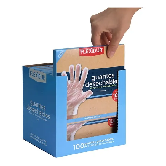 Guantes Desechables De Plastico Flexidur Pack 1000 Pz 10x100