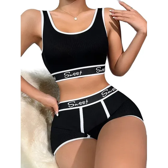 Lenceria Mujer Conjunto Deportivo Dama Ropa Intima Set 2pzas