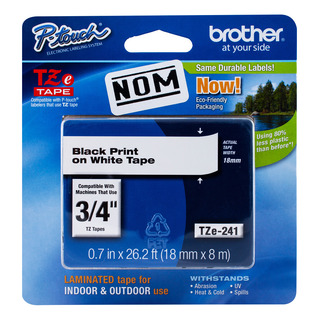 Cinta Negro Sobre Blanco Brother Tze241 18mm Para P-touch 8m Cinta Negro Sobre Blanco Brother Tze241 18mm Para P-touch 8m