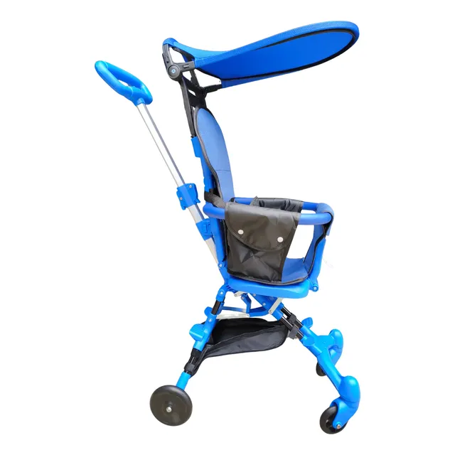 Carrinho Bebê Guarda Chuva Leve Dobrável Compacto Até 25kg Azul Preto