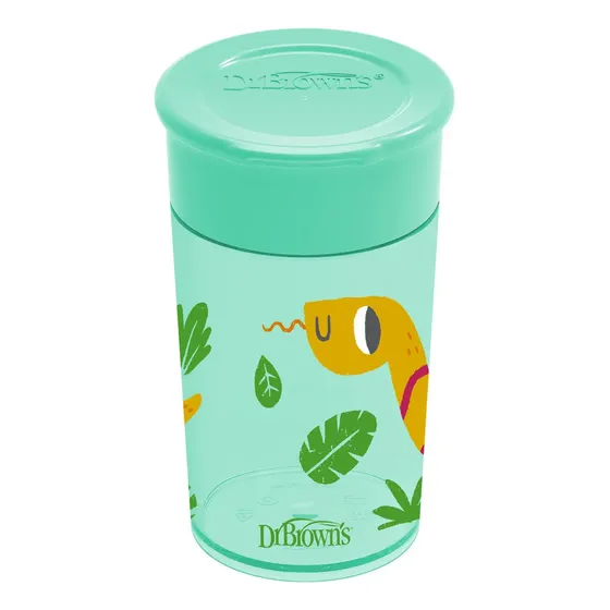 Vaso 360° Sin Asas Antiderrame 300ml 9m+ Dr. Browns Verde Serpiente