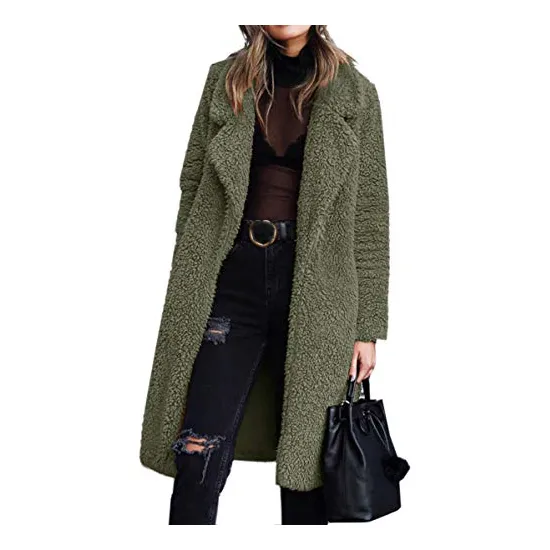 Angashion Mujer Fuzzy Polar Lapel Frente Abierto 7fgk2