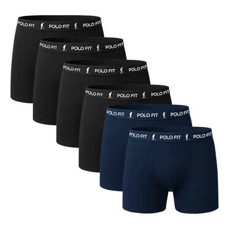 Kit 6 Cuecas Polo Fit Boxer Box Algodão Original Masculina
