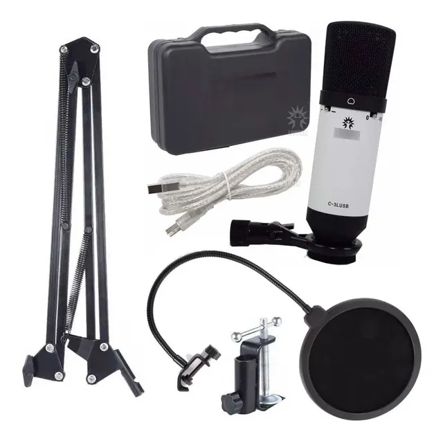 Micrófono De Condensador Estudio C3l Usb + Brazo Y Antipop