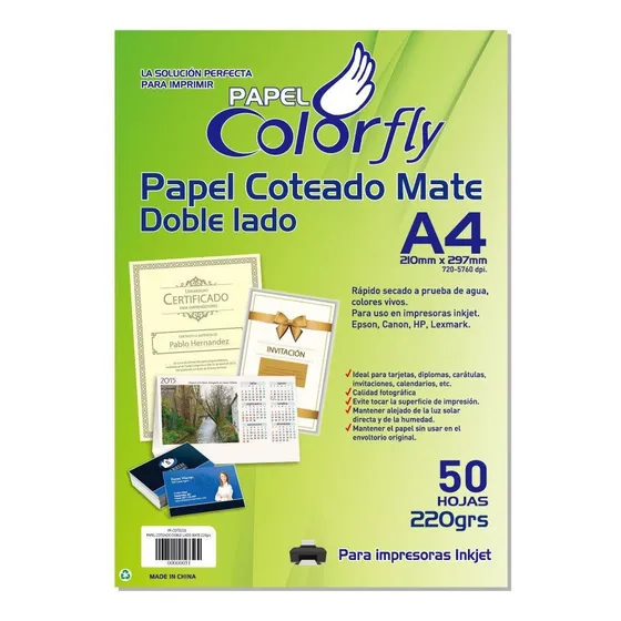 Papel Coteado Mate Tarjetas A4 220grs 50h Pack X 2 Disershop