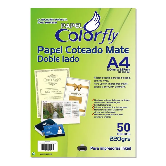 Papel Coteado Mate Tarjetas A4 220grs 50h Pack X 2 Disershop