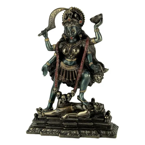 Estátua decorativa, deusa hindu Kali no peito de Shiva, bronze