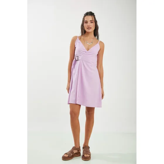 Vestido De Lino Hebilla Rimmel