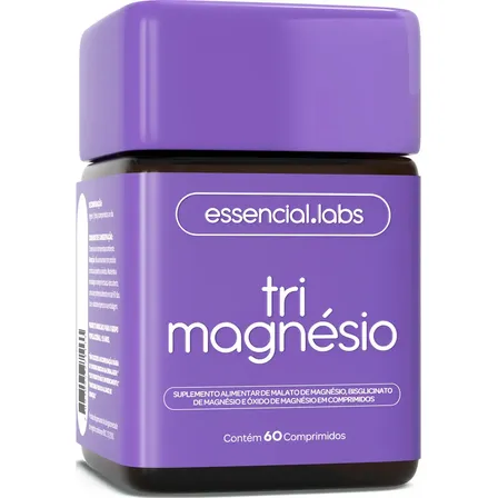TRI MAGNÉSIO - Dimalato + Bisglicinato + Óxido - A Combinação Perfeita de 3 Magnésios com Máxima Pureza e Concentração - 30 Doses