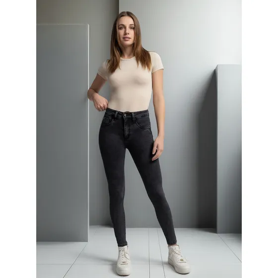 Jeans Mujer Mohicano Elastico Con Pretina Trasero 