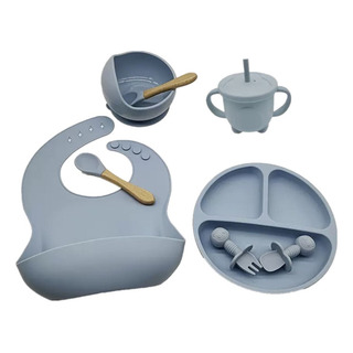Kit 8 Talheres Do Bebê Conjunto Prato Silicone Para Bebês Kit 8 Talheres Do Bebê Conjunto Prato Silicone Para Bebês