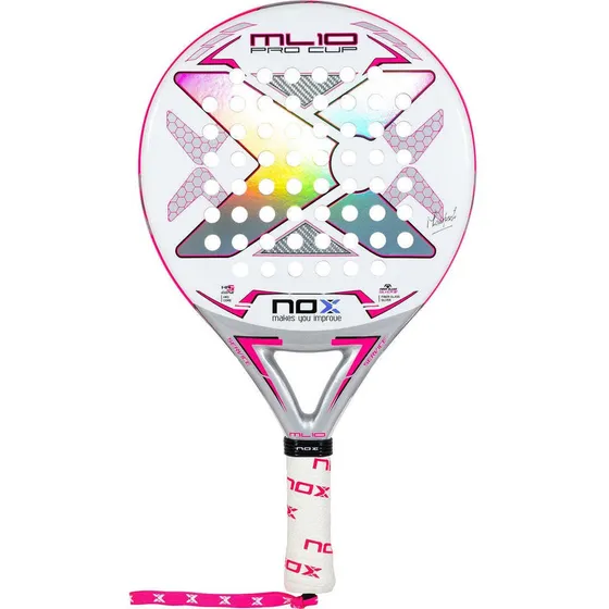 Pala Nox Ml10 Pro Cup Silver 2023 color blanco/fucsia/plateado