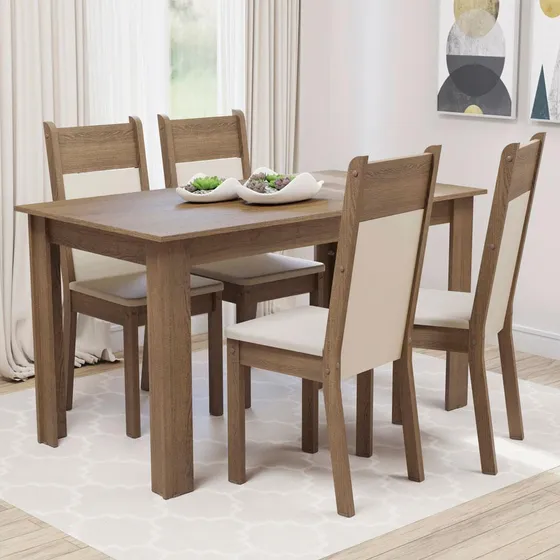 Conjunto Comedor Madesa Cali Mesa Tapa Madera Con 4 Sillas