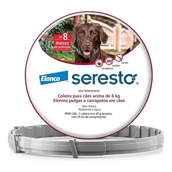 Coleira Seresto Cães  Acima De 8k Larvas Pulgas Carrapatos